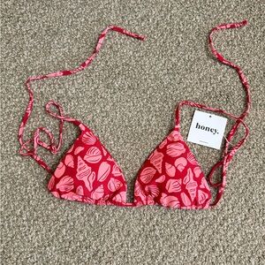 Honey Pink and Red Bikini Top